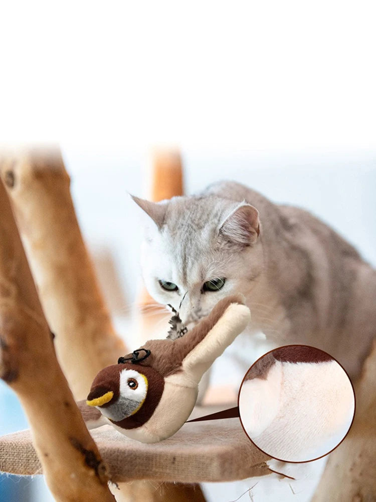 Interactive Cat Toys Rechargeable Bird Cat Toy Chirping Flapping Bird