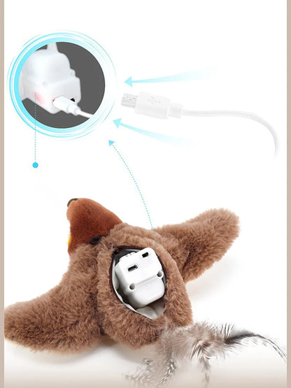 Interactive Cat Toys Rechargeable Bird Cat Toy Chirping Flapping Bird
