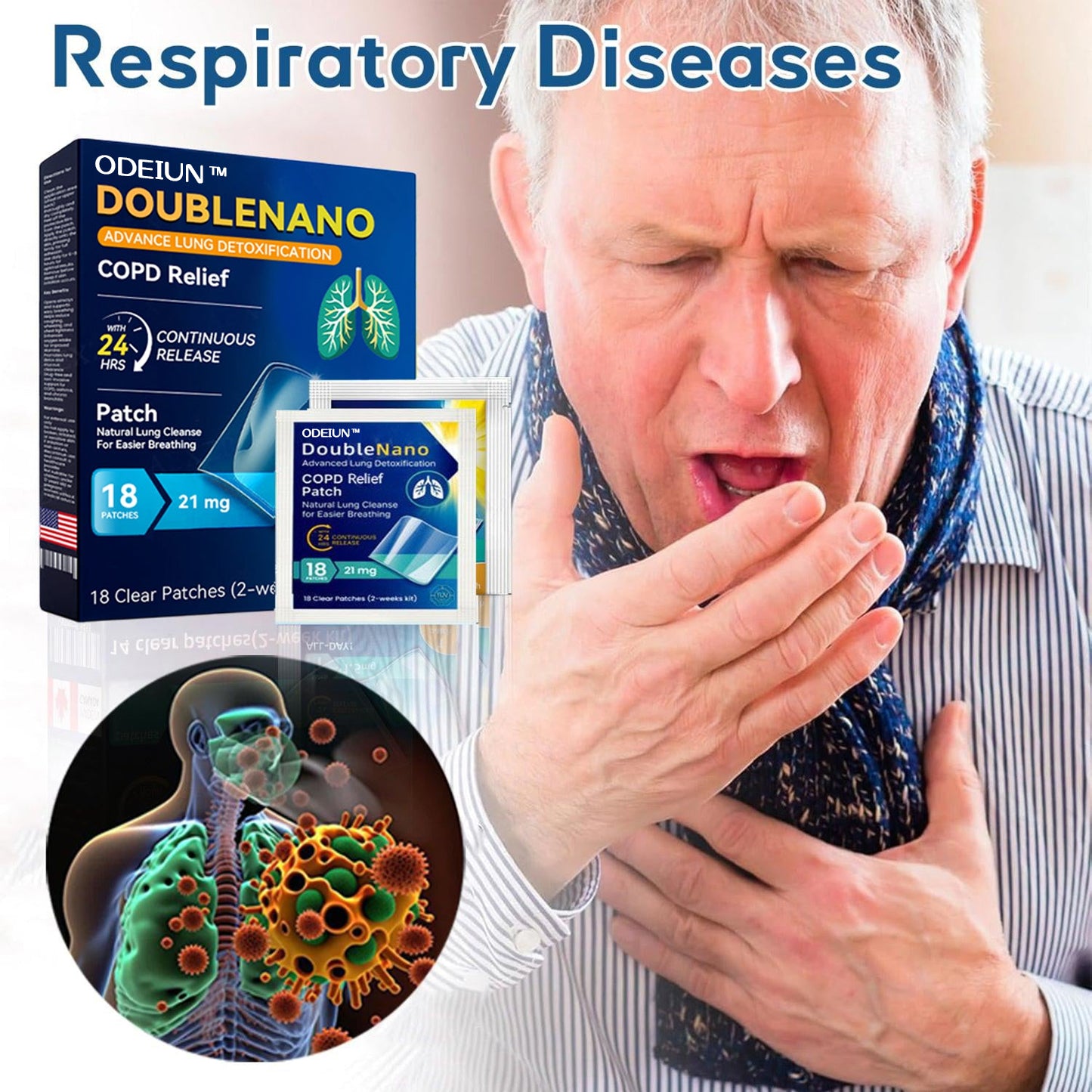 🫁✅FDA Approved ODEIUN™ DoubleNano COPD Relief Patch (💝 Cough, wheezing, shortness of breath, sputum, stuffy nose, bronchitis, bronchitis, allergy symptoms, lung discomfort🫁)