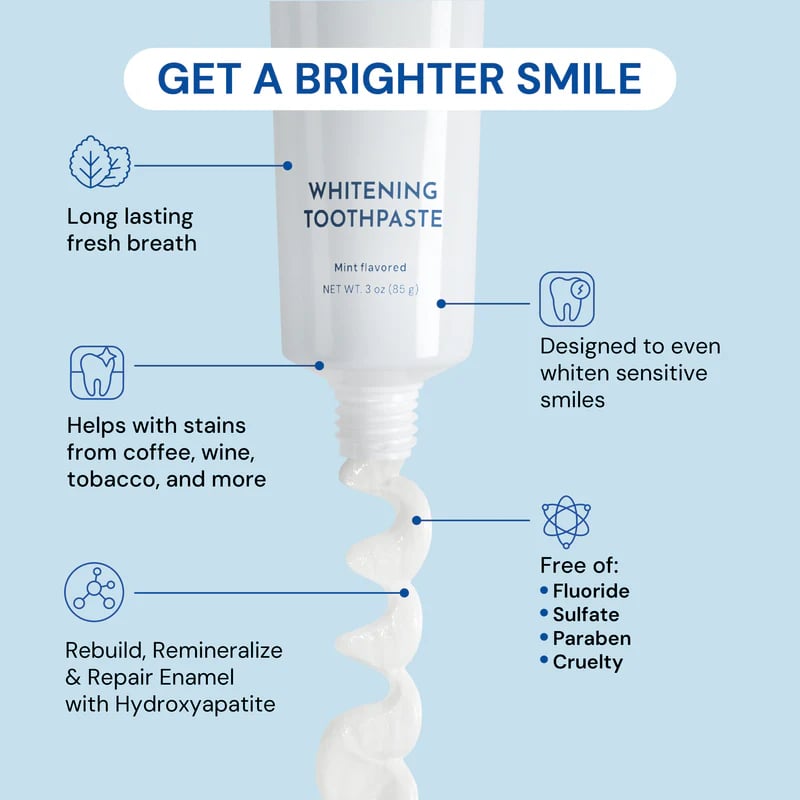 ❄️🦷Fluoride-Free Hydroxyapatite Teeth Whitening Toothpaste with Coconut Oil & Xylitol