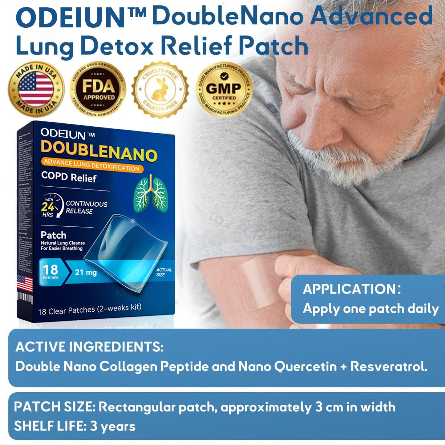 🫁✅FDA Approved ODEIUN™ DoubleNano COPD Relief Patch (💝 Cough, wheezing, shortness of breath, sputum, stuffy nose, bronchitis, bronchitis, allergy symptoms, lung discomfort🫁)