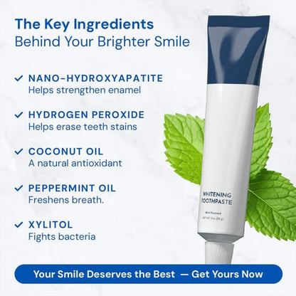 ❄️🦷Fluoride-Free Hydroxyapatite Teeth Whitening Toothpaste with Coconut Oil & Xylitol
