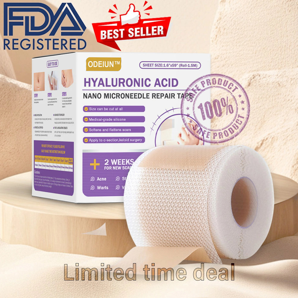 ✅Official Store |ODEIUN™ Hyaluronic Acid Nano Microneedle Repair Tape🏥(Treatment of old and new scars, reduction of surgical scars, stretch marks, keloids, acne, burns, warts, dermatomes and varicose veins)