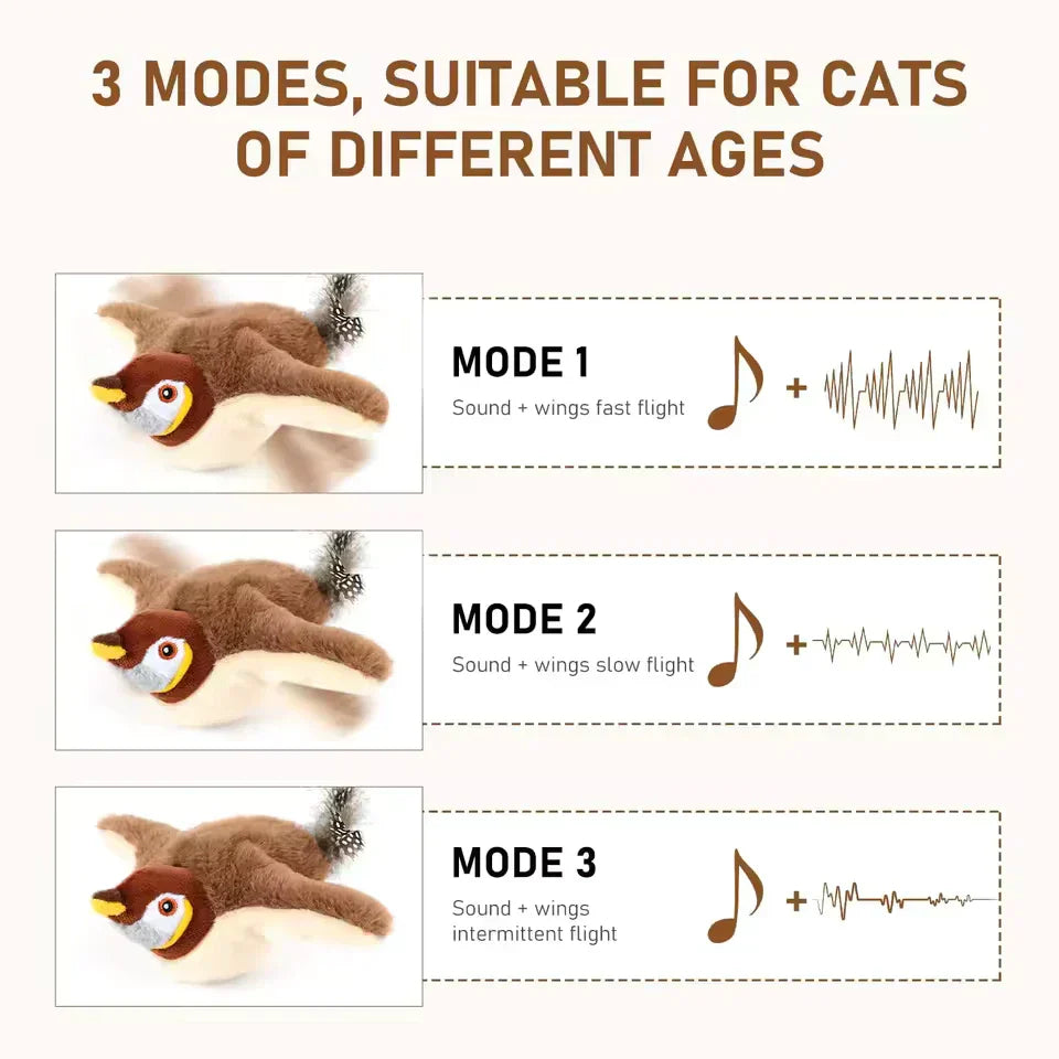 Interactive Cat Toys Rechargeable Bird Cat Toy Chirping Flapping Bird