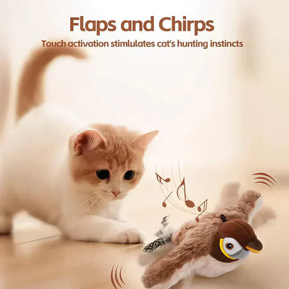 Interactive Cat Toys Rechargeable Bird Cat Toy Chirping Flapping Bird