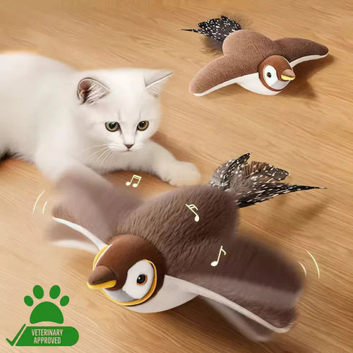 Interactive Cat Toys Rechargeable Bird Cat Toy Chirping Flapping Bird